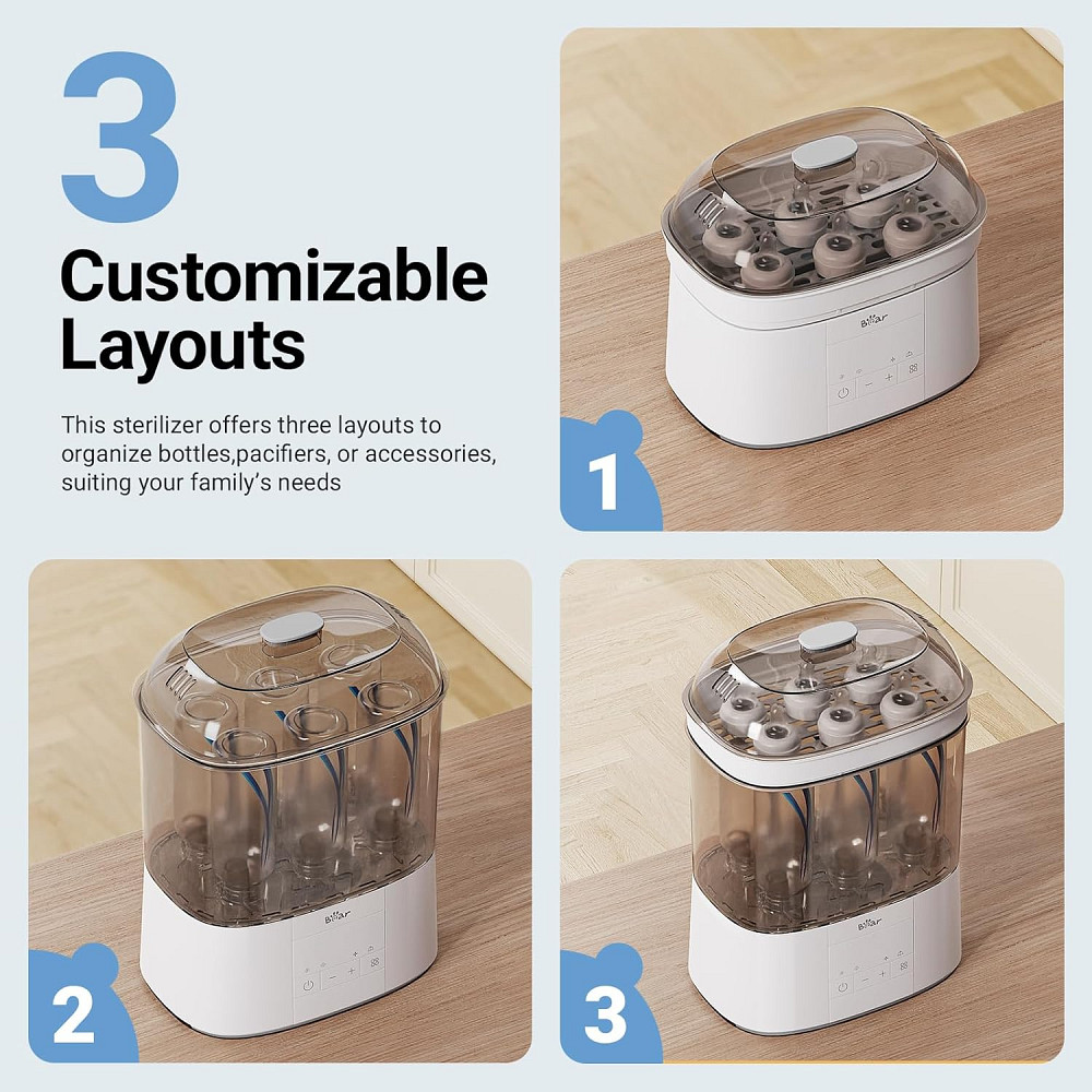 Bear Bottle Sterilizer and Dryer, 2 Layers Large Electric Steam Baby Bottle Sterilizer, Fast Bottle  Richmond - photo 8