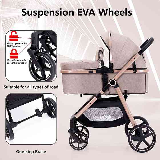 2-in-1 Baby Stroller - Folding Infant Newborn Pram Stroller with Reversible Seat - Toddler Strollers Richmond