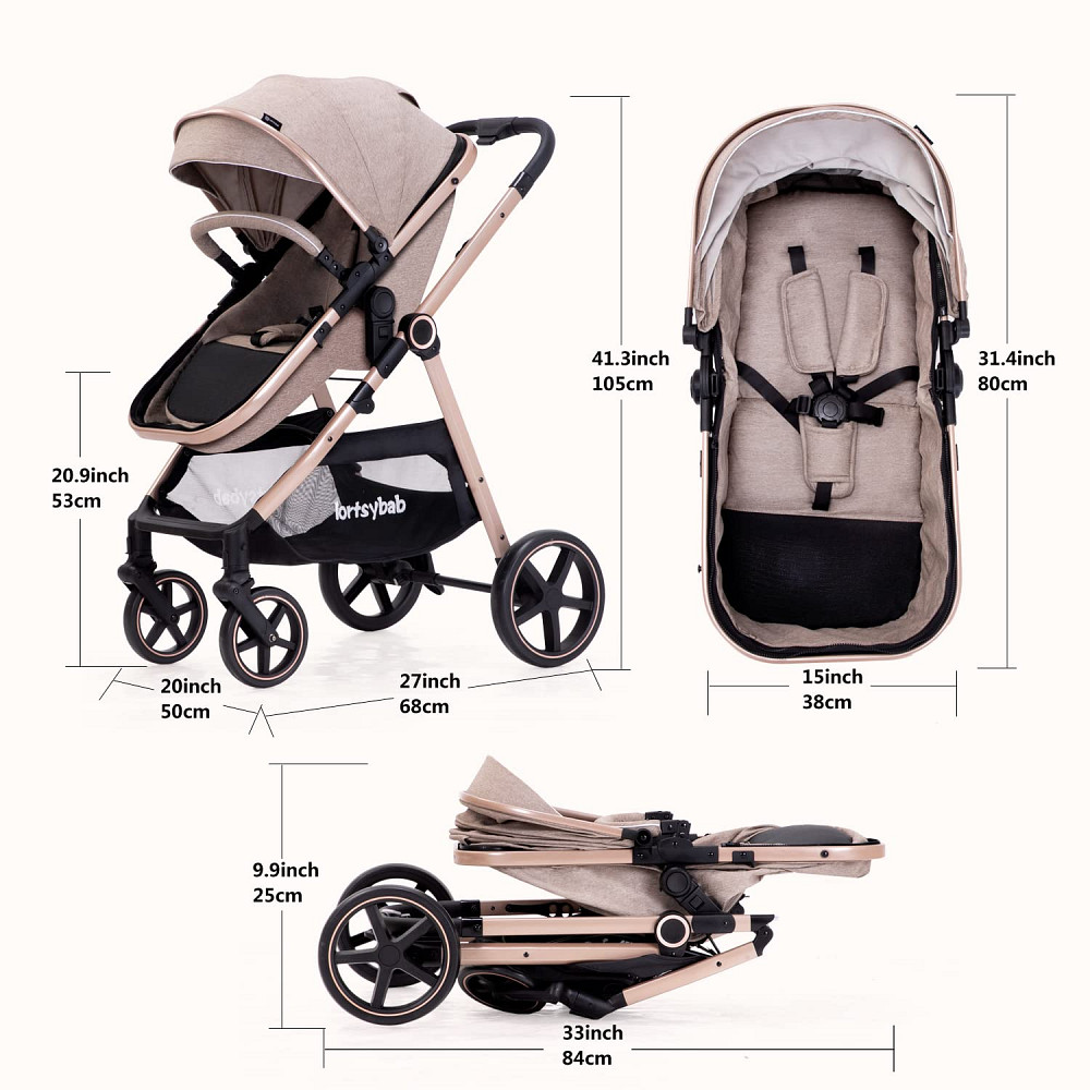 2-in-1 Baby Stroller - Folding Infant Newborn Pram Stroller with Reversible Seat - Toddler Strollers Richmond - photo 7