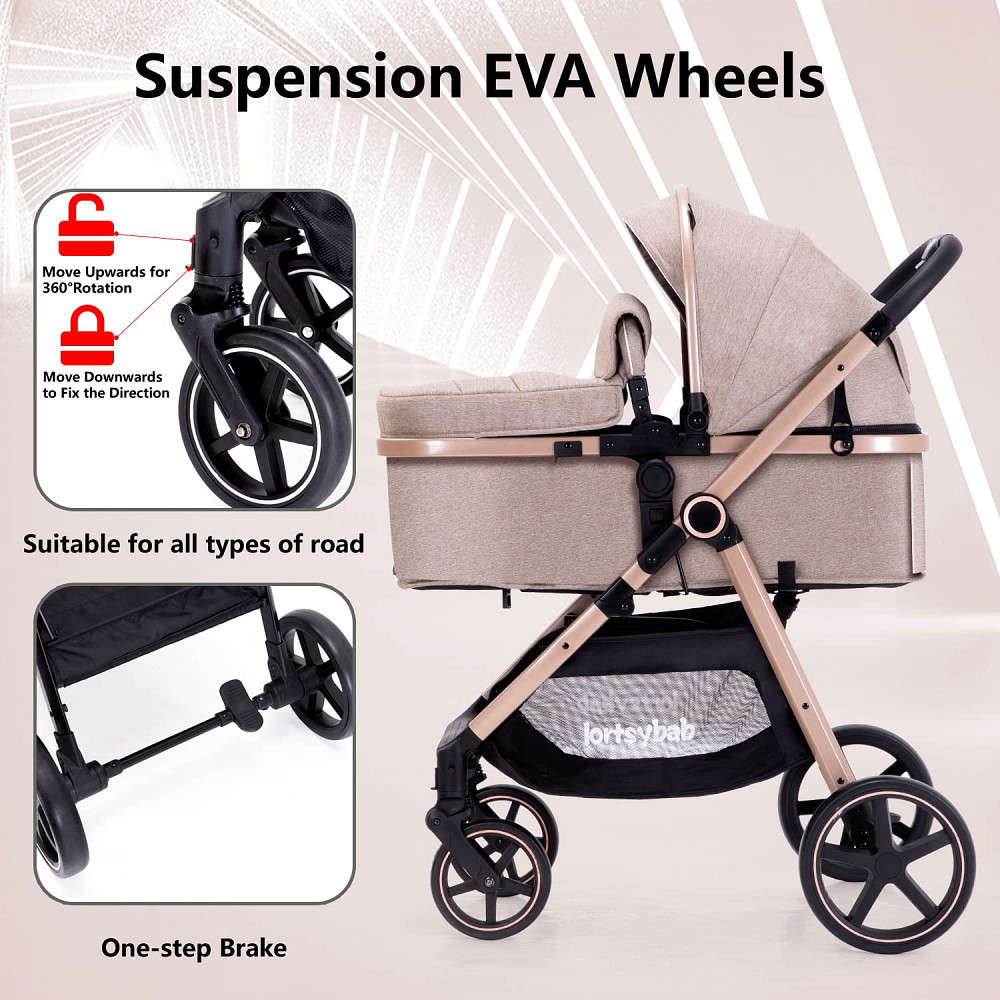 2-in-1 Baby Stroller - Folding Infant Newborn Pram Stroller with Reversible Seat - Toddler Strollers Richmond - photo 5