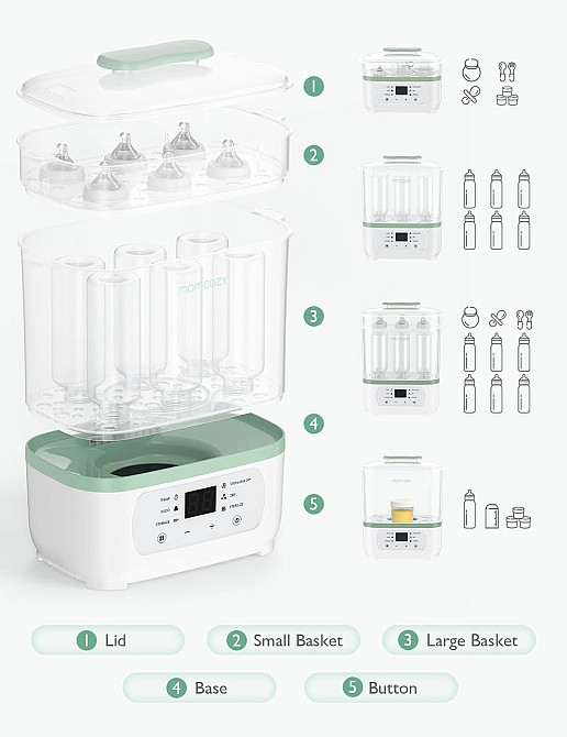 Momcozy Bottle Sterilizer and Dryer, 8-in-1 Electric Steam Baby Bottle Sterilizer for Baby Bottles,  Richmond - photo 6