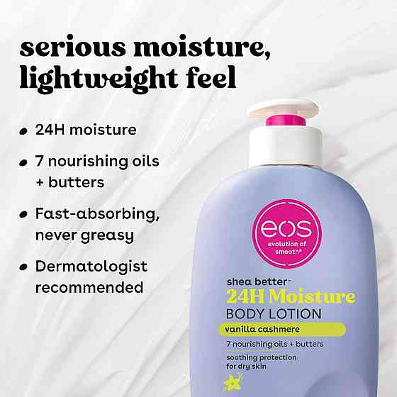 eos Shea Better Body Lotion Vanilla Cashmere, 24-Hour Moisture Skin Care, Lightweight & Non-Greasy,  Richmond