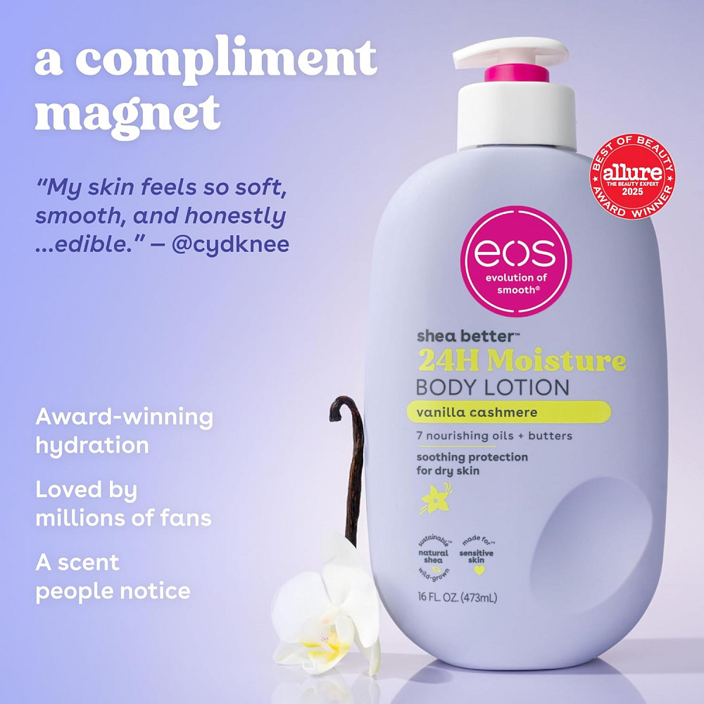 eos Shea Better Body Lotion Vanilla Cashmere, 24-Hour Moisture Skin Care, Lightweight & Non-Greasy,  Richmond - photo 4