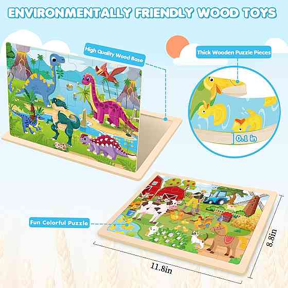 Wooden Animals Puzzles for Kids Age 3 4 5 Year Old, 4 Pack 24 Pcs Montessori Toddler Jigsaw Puzzles  Richmond