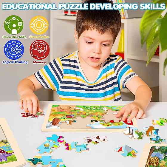 Wooden Animals Puzzles for Kids Age 3 4 5 Year Old, 4 Pack 24 Pcs Montessori Toddler Jigsaw Puzzles  Richmond