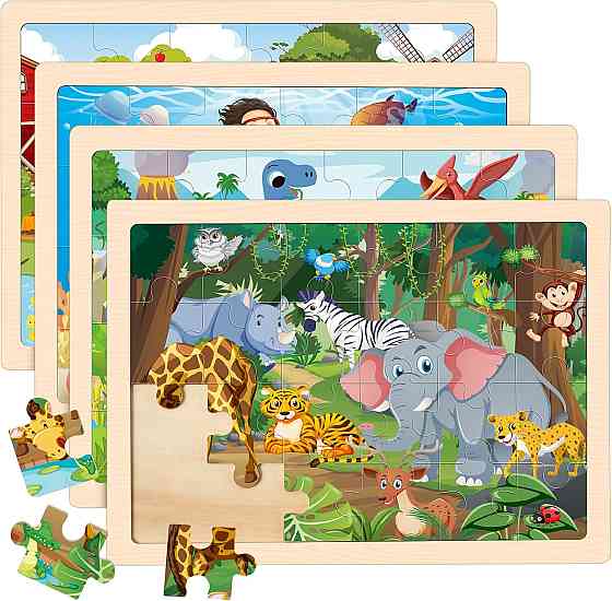 Wooden Animals Puzzles for Kids Age 3 4 5 Year Old, 4 Pack 24 Pcs Montessori Toddler Jigsaw Puzzles  Richmond