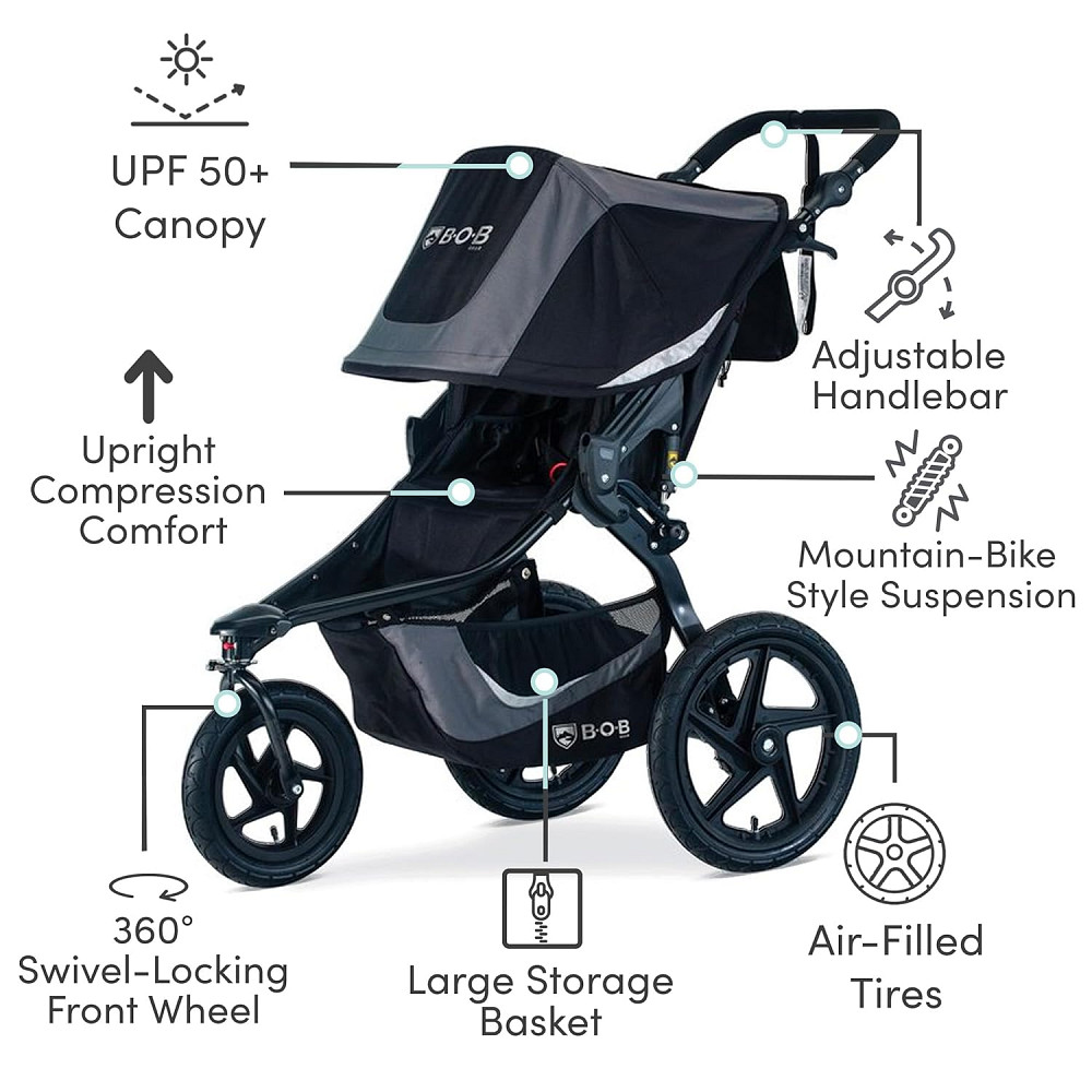 BOB Gear Revolution Flex 3.0 Jogging Stroller, Graphite Black Richmond - photo 3