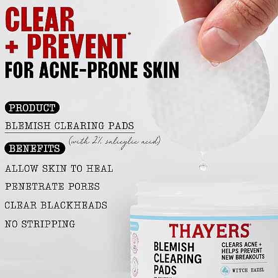 Thayers Blemish Clearing Acne Pads, Salicylic Acid Acne Treatment for Face, Pore Reducing, Exfoliati Richmond