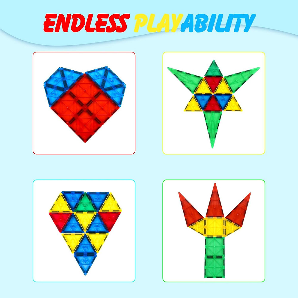 Gemmicc Magnetic Tiles, Deluxe 136 PCS Building Blocks Magnet Toys for Kids,3D Magnet Puzzles Stacki Richmond - photo 8