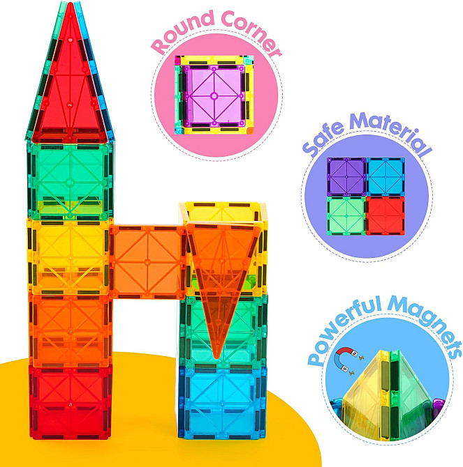 Gemmicc Magnetic Tiles, Deluxe 136 PCS Building Blocks Magnet Toys for Kids,3D Magnet Puzzles Stacki Richmond - photo 5