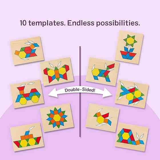 Melissa & Doug Pattern Blocks and Boards with 120 Multi-Colored Wooden Shape Tiles, 5 Double-Sided P Richmond