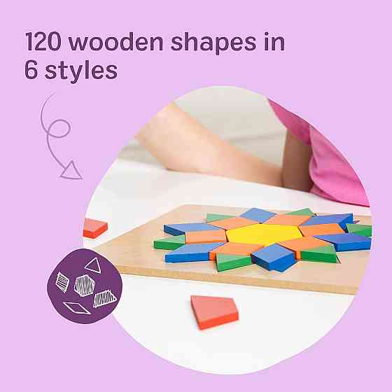 Melissa & Doug Pattern Blocks and Boards with 120 Multi-Colored Wooden Shape Tiles, 5 Double-Sided P Richmond