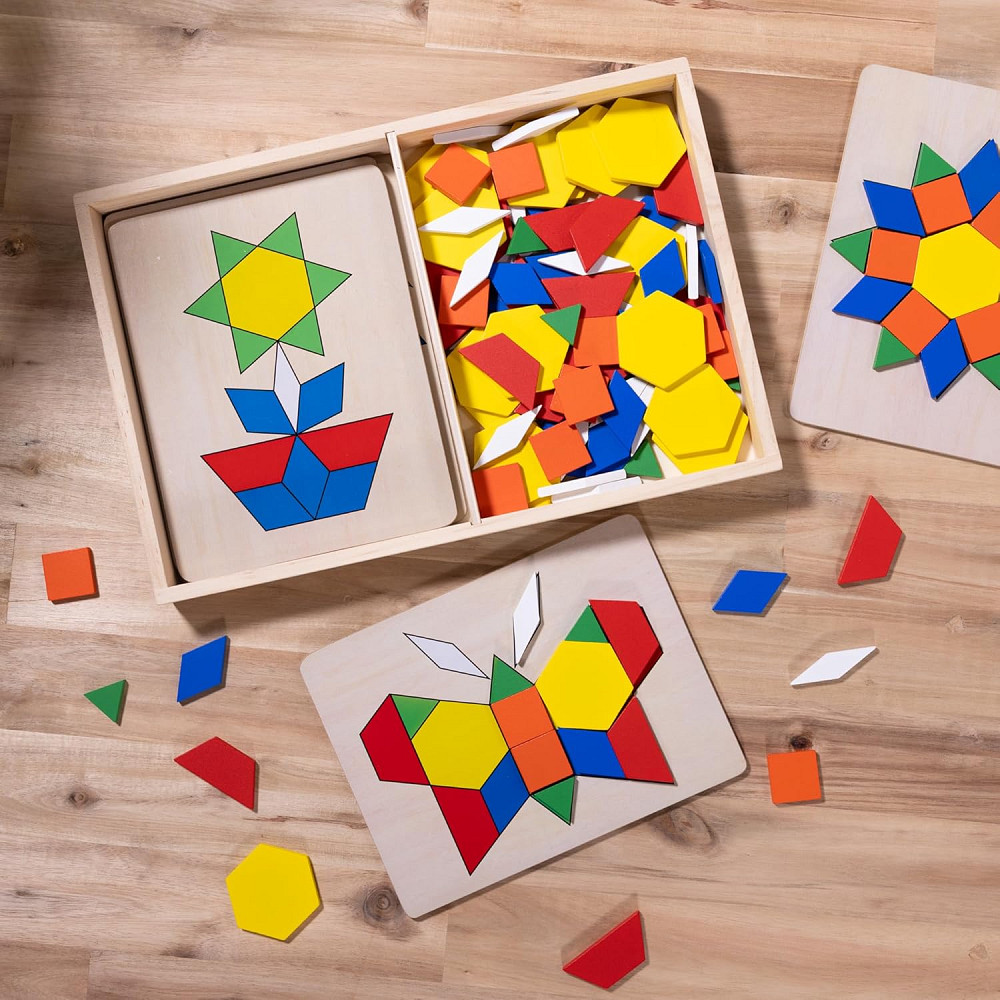 Melissa & Doug Pattern Blocks and Boards with 120 Multi-Colored Wooden Shape Tiles, 5 Double-Sided P Richmond - photo 8
