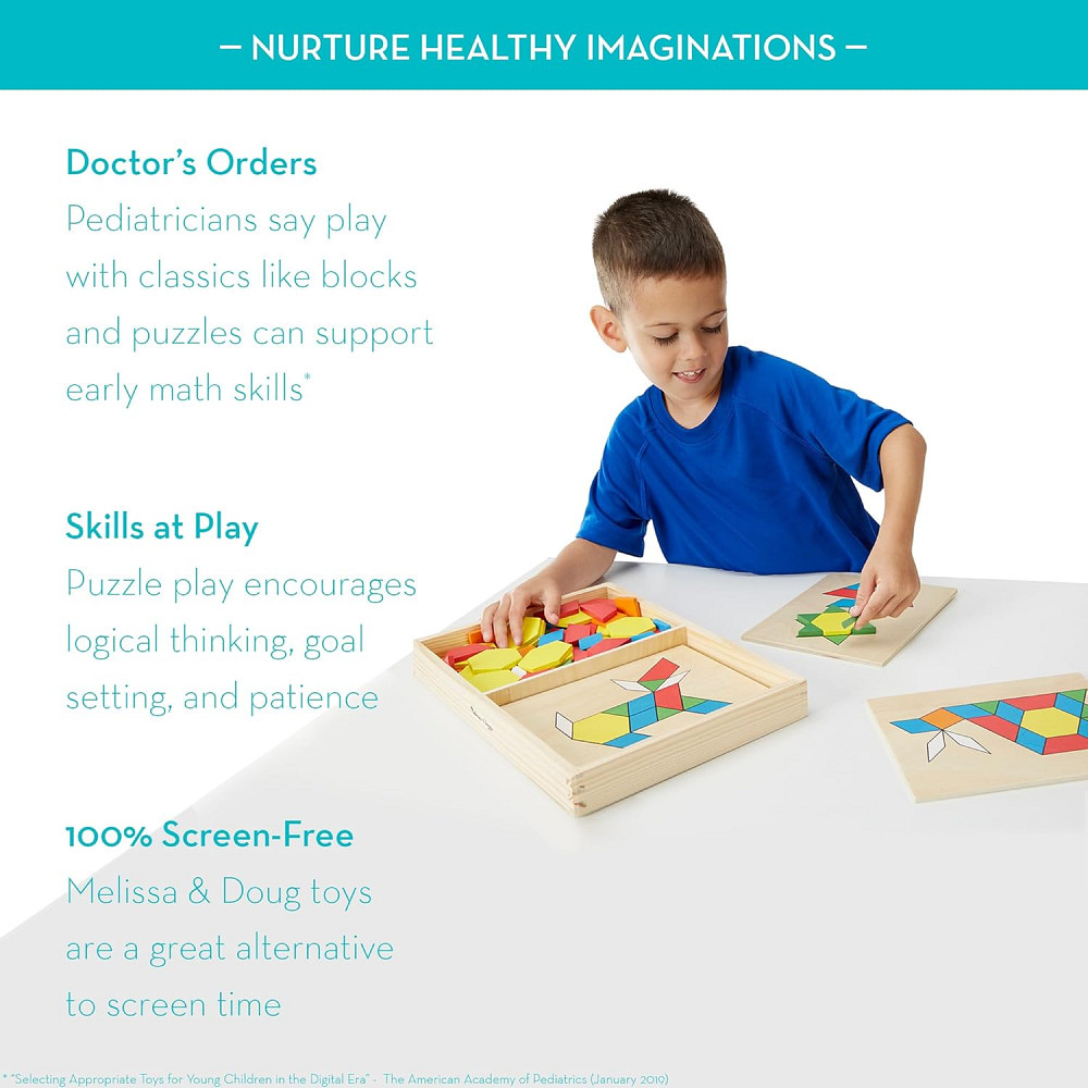 Melissa & Doug Pattern Blocks and Boards with 120 Multi-Colored Wooden Shape Tiles, 5 Double-Sided P Richmond - photo 7