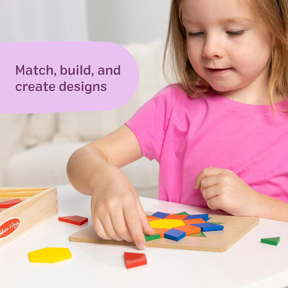 Melissa & Doug Pattern Blocks and Boards with 120 Multi-Colored Wooden Shape Tiles, 5 Double-Sided P Richmond - photo 3