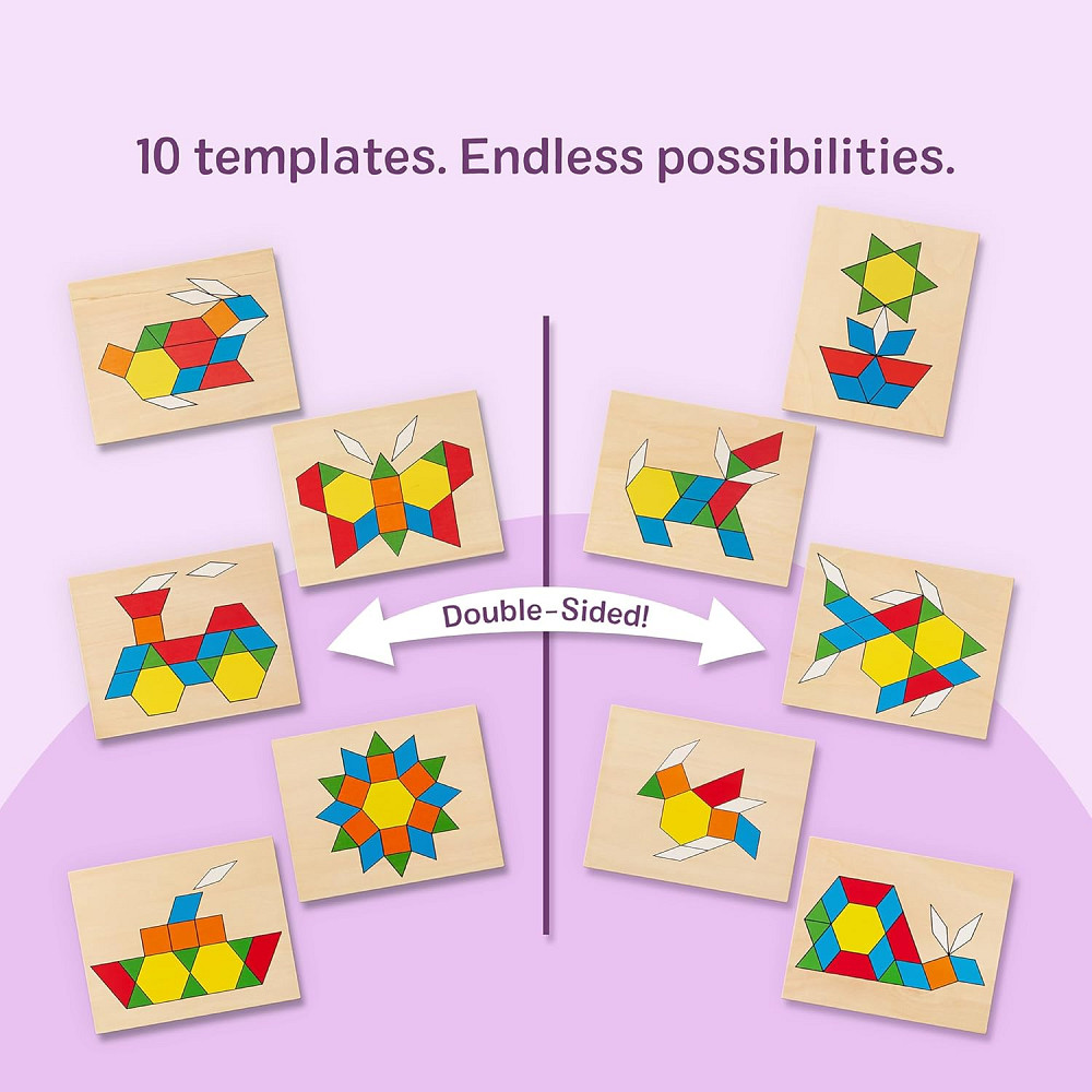 Melissa & Doug Pattern Blocks and Boards with 120 Multi-Colored Wooden Shape Tiles, 5 Double-Sided P Richmond - photo 4