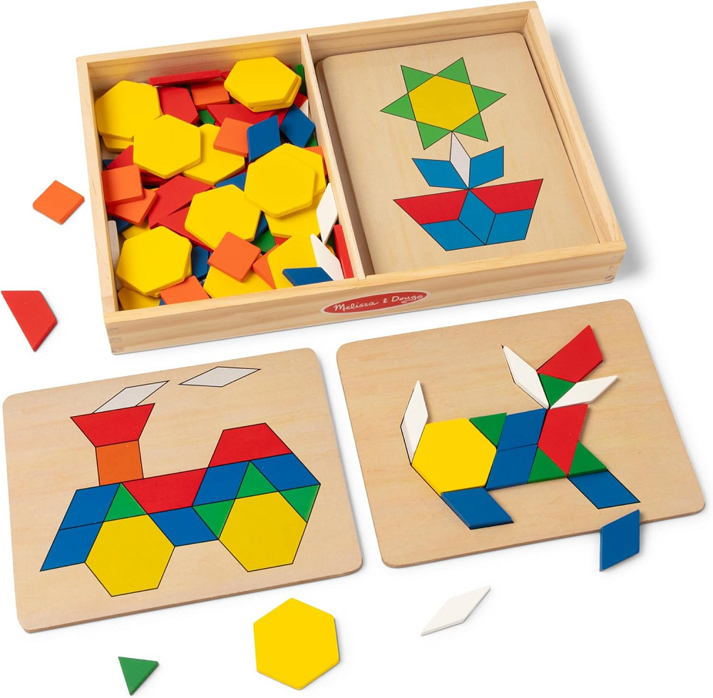 Melissa & Doug Pattern Blocks and Boards with 120 Multi-Colored Wooden Shape Tiles, 5 Double-Sided P Richmond - photo 1