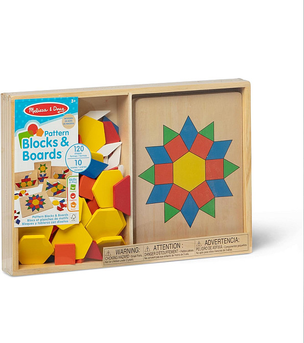 Melissa & Doug Pattern Blocks and Boards with 120 Multi-Colored Wooden Shape Tiles, 5 Double-Sided P Richmond - photo 9
