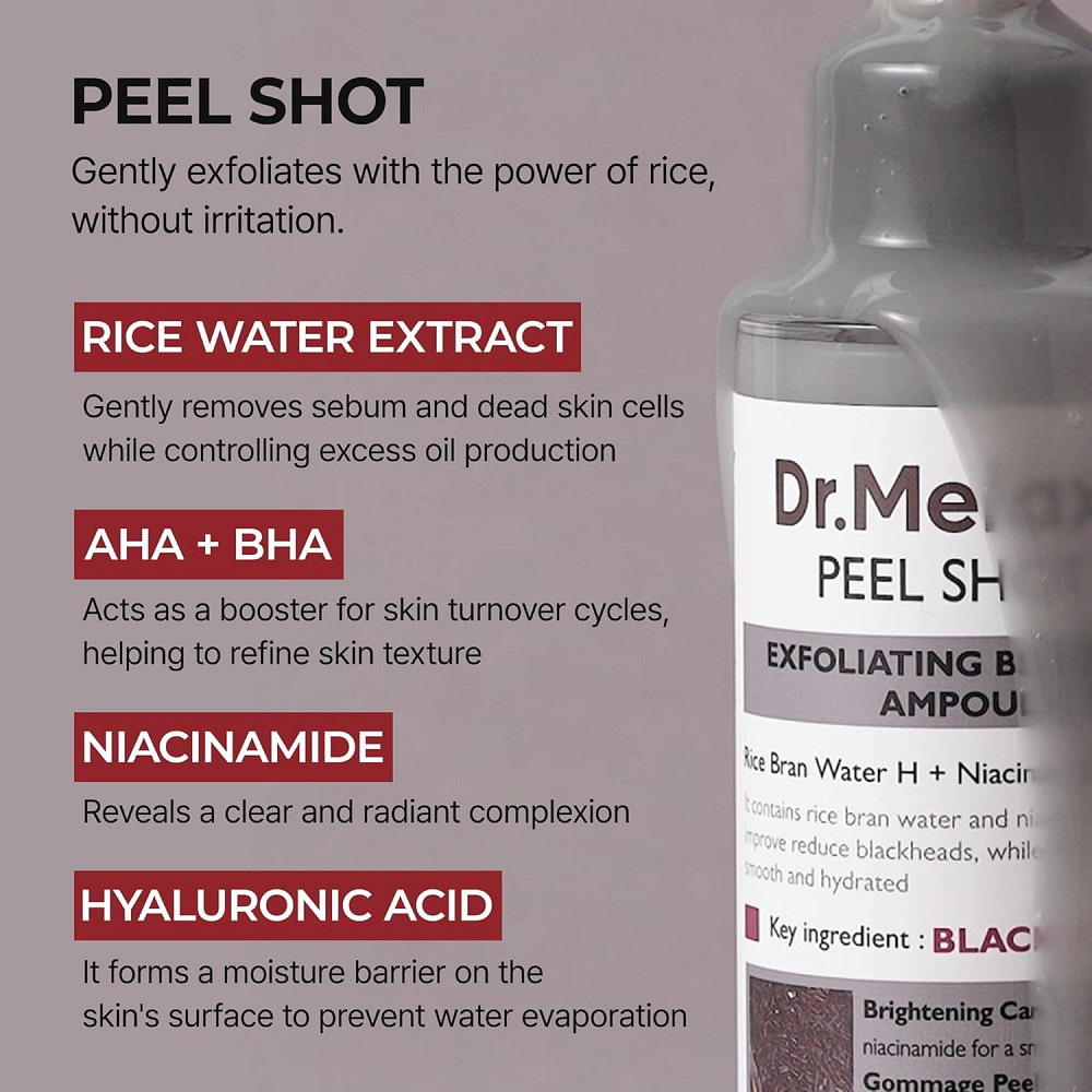 Dr.Melaxin Peel Shot Glow Black Rice Peeling Ampoule 80ml, Dead Skin Remover Gentle Exfoliating with Richmond - photo 4