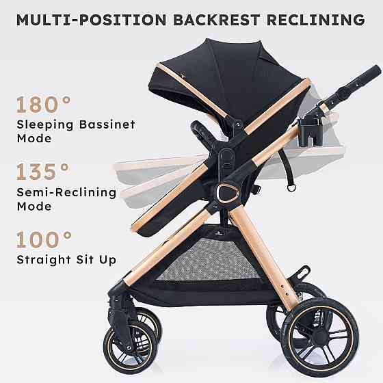2 in 1 Baby Stroller, Convertible Bassinet Pushchair for Infants and Newborns 0-36 Months Richmond