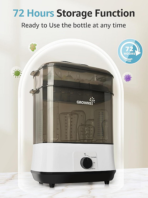Grownsy Adjustable 4 in 1 Large Bottle Sterilizer and Dryer, 8 Bottles Capacity,Electric Steam Baby  Richmond - photo 6