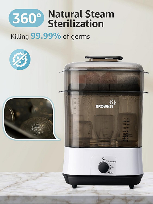 Grownsy Adjustable 4 in 1 Large Bottle Sterilizer and Dryer, 8 Bottles Capacity,Electric Steam Baby  Richmond - photo 2