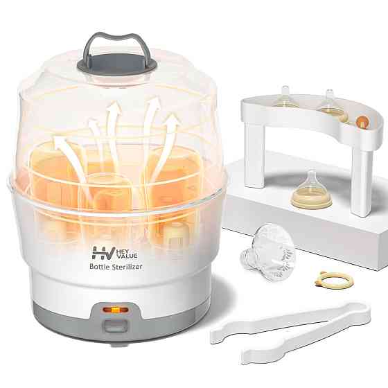 HEYVALUE Ease-Steam Bottle Sterilizer, Compact Baby Bottle Sterilizer, Fast One-Touch Operation (Est Richmond