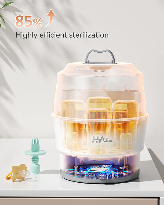 HEYVALUE Ease-Steam Bottle Sterilizer, Compact Baby Bottle Sterilizer, Fast One-Touch Operation (Est Richmond - photo 2