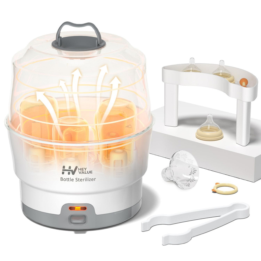 HEYVALUE Ease-Steam Bottle Sterilizer, Compact Baby Bottle Sterilizer, Fast One-Touch Operation (Est Richmond - photo 1