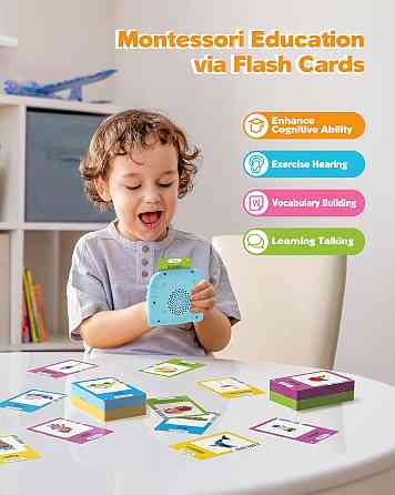 Talking Flash Cards for Toddlers 1 2 3 4 Year Olds, Montessori Language Learning with 224 Words, Poc Richmond