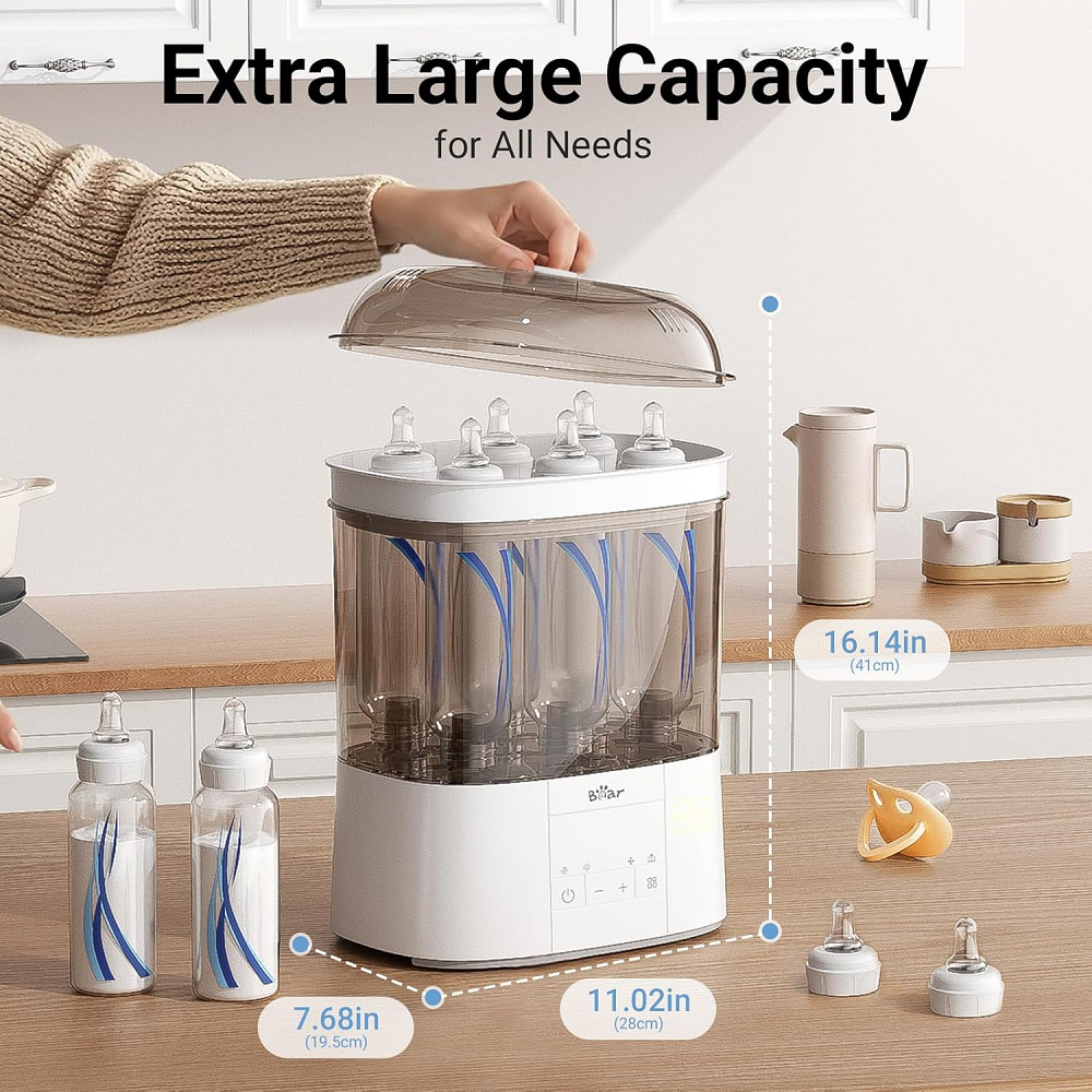 Bear Bottle Sterilizer and Dryer, 2 Layers Large Electric Steam Baby Bottle Sterilizer, Fast Bottle  Richmond - photo 3