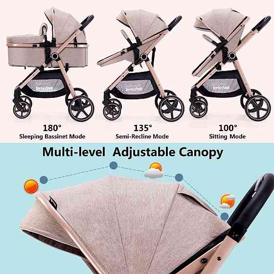 2-in-1 Baby Stroller - Folding Infant Newborn Pram Stroller with Reversible Seat - Toddler Strollers Richmond