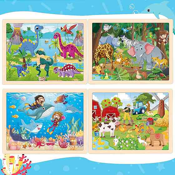 Wooden Animals Puzzles for Kids Age 3 4 5 Year Old, 4 Pack 24 Pcs Montessori Toddler Jigsaw Puzzles  Richmond