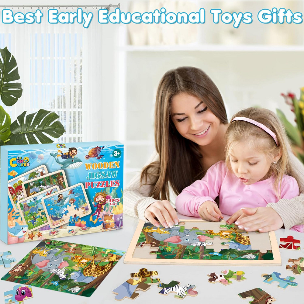 Wooden Animals Puzzles for Kids Age 3 4 5 Year Old, 4 Pack 24 Pcs Montessori Toddler Jigsaw Puzzles  Richmond - photo 7
