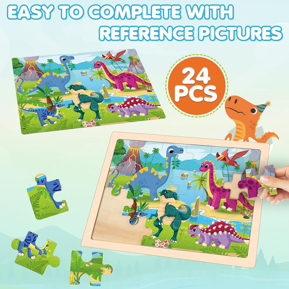 Wooden Animals Puzzles for Kids Age 3 4 5 Year Old, 4 Pack 24 Pcs Montessori Toddler Jigsaw Puzzles  Richmond - photo 6
