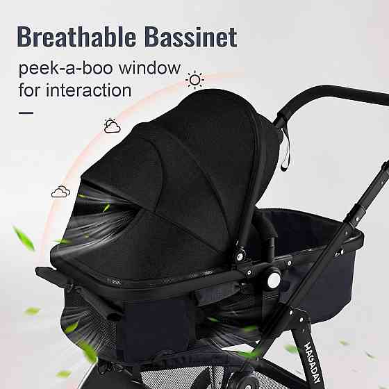 Baby Stroller, 2-in-1 Reversible Toddler Seat with Lie-Flat Mode, Foldable Infant Stroller with Cano Richmond