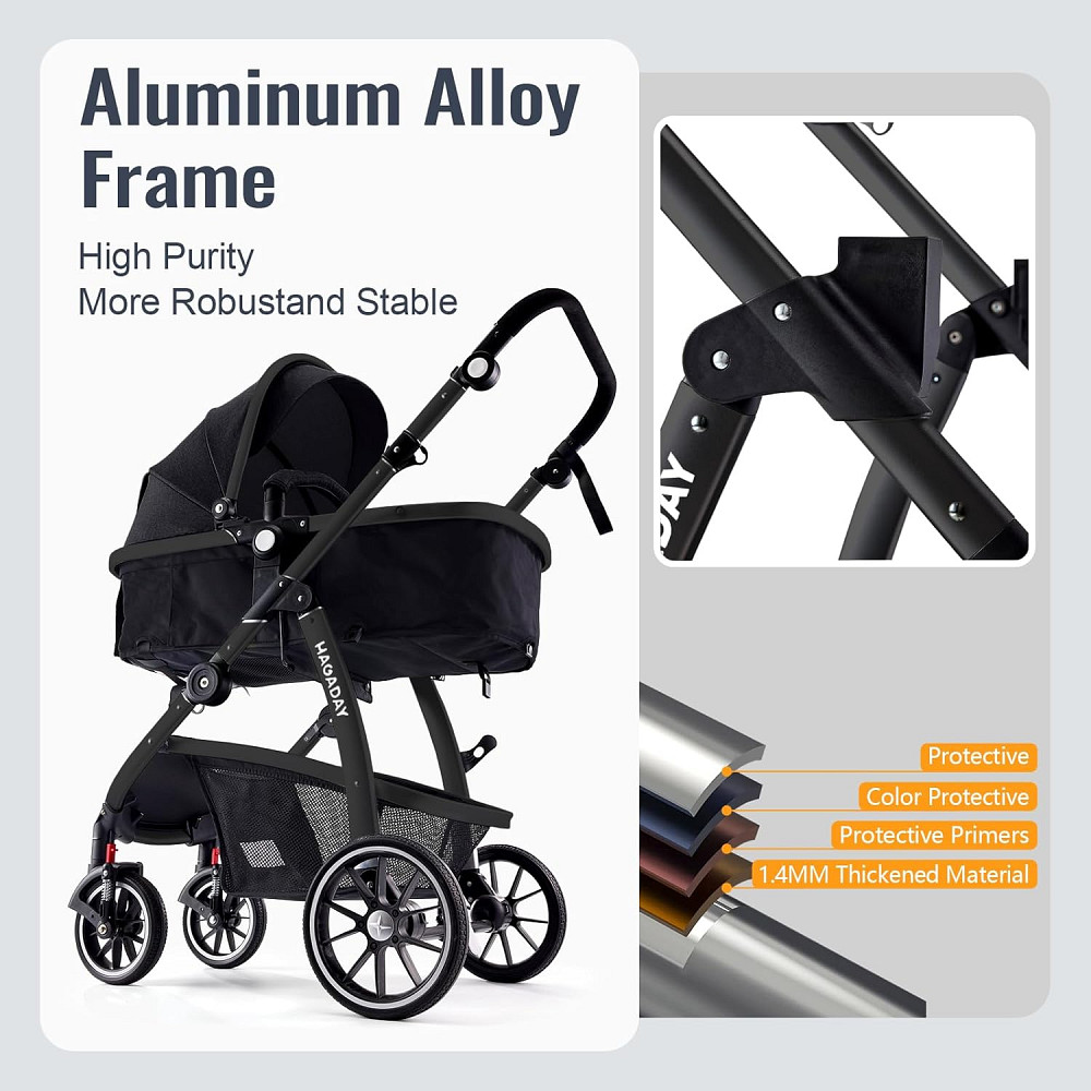 Baby Stroller, 2-in-1 Reversible Toddler Seat with Lie-Flat Mode, Foldable Infant Stroller with Cano Richmond - photo 4