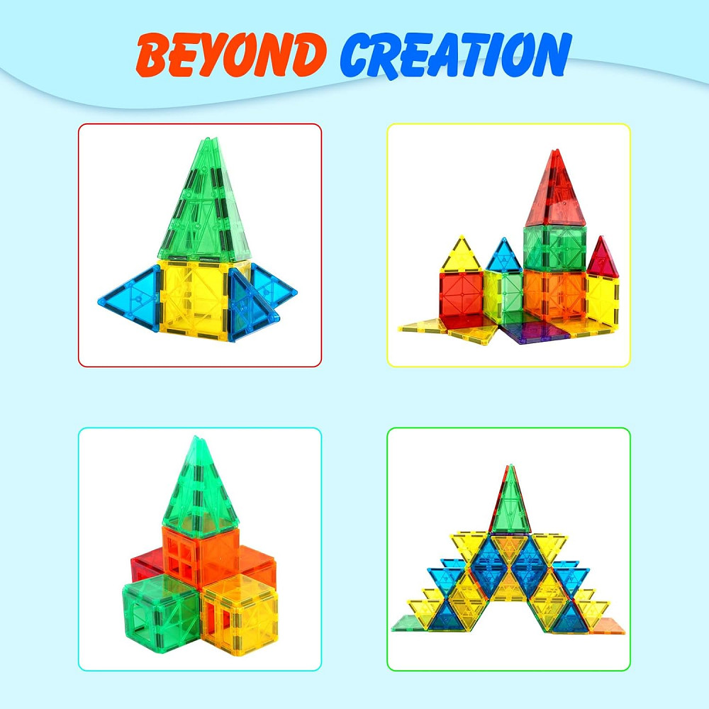 Gemmicc Magnetic Tiles, Deluxe 136 PCS Building Blocks Magnet Toys for Kids,3D Magnet Puzzles Stacki Richmond - photo 7