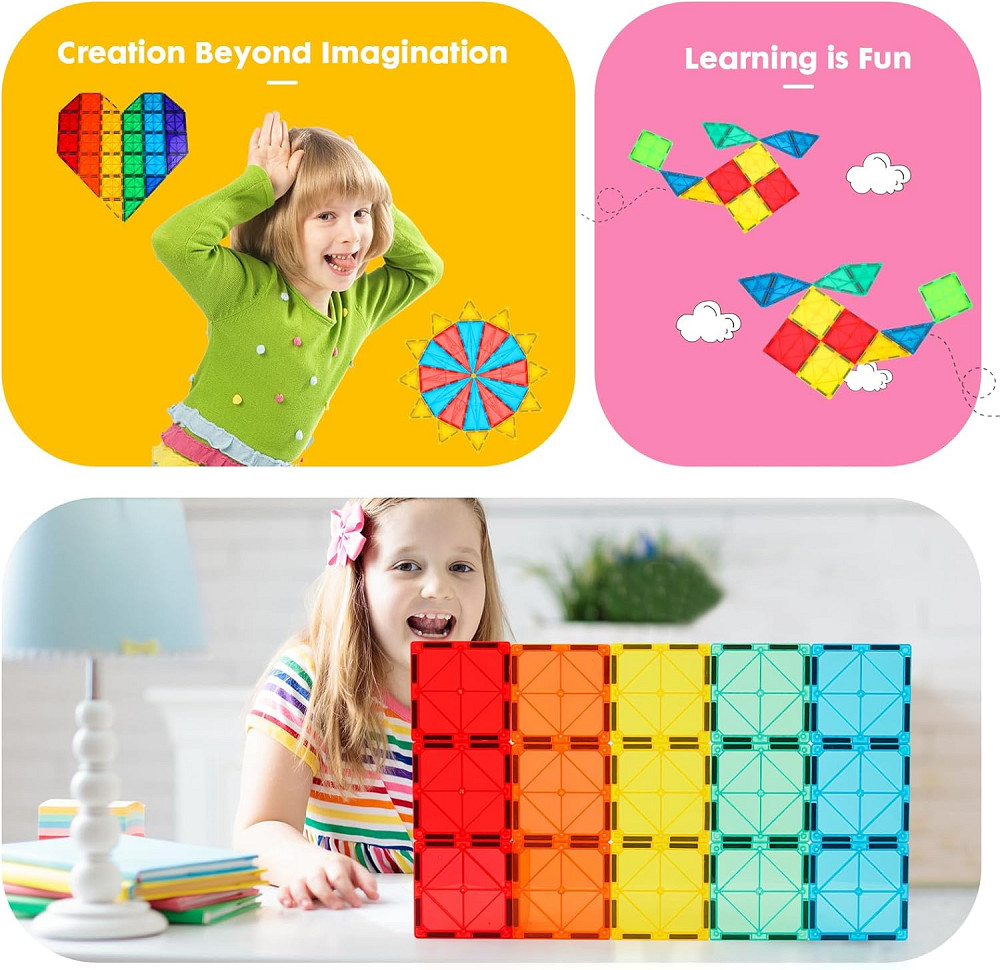 Gemmicc Magnetic Tiles, Deluxe 136 PCS Building Blocks Magnet Toys for Kids,3D Magnet Puzzles Stacki Richmond - photo 2