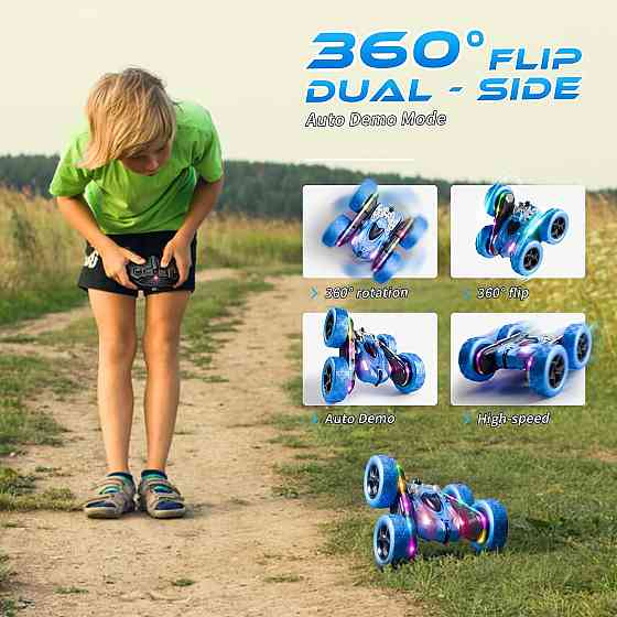 Remote Control Stunt Car 4WD 360° Flip Double‑Sided RC Cars, LED Light Bar, USB‑C Modular Battery, 2 Richmond