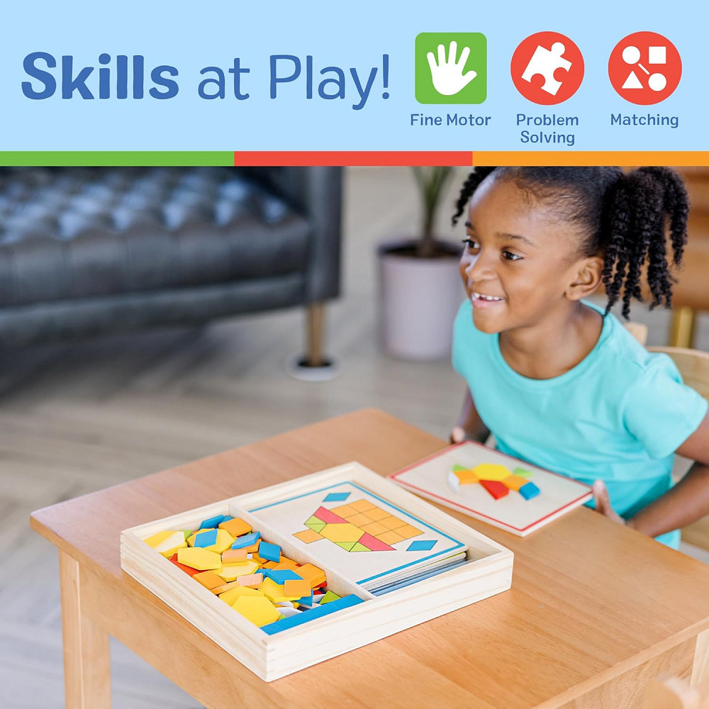 Melissa & Doug Pattern Blocks and Boards with 120 Multi-Colored Wooden Shape Tiles, 5 Double-Sided P Richmond - photo 5