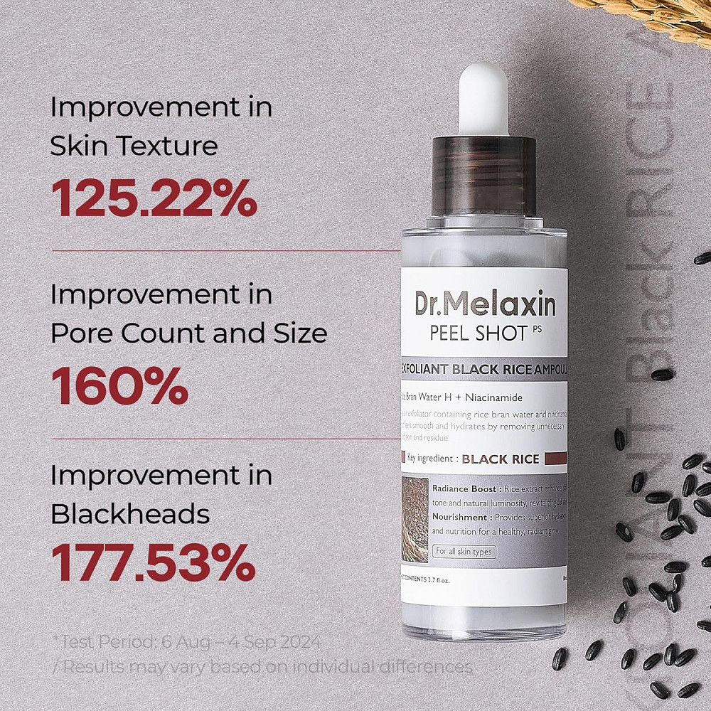 Dr.Melaxin Peel Shot Glow Black Rice Peeling Ampoule 80ml, Dead Skin Remover Gentle Exfoliating with Richmond - photo 2