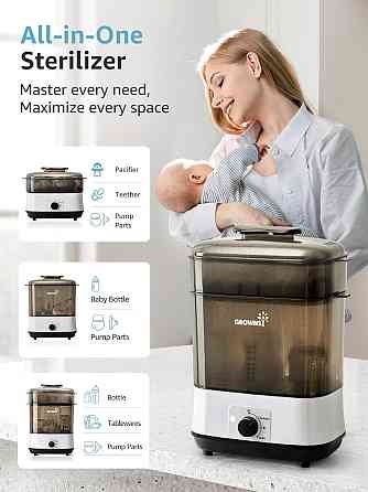 Grownsy Adjustable 4 in 1 Large Bottle Sterilizer and Dryer, 8 Bottles Capacity,Electric Steam Baby  Richmond