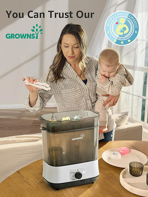 Grownsy Adjustable 4 in 1 Large Bottle Sterilizer and Dryer, 8 Bottles Capacity,Electric Steam Baby  Richmond - photo 7