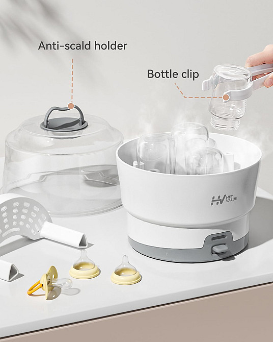 HEYVALUE Ease-Steam Bottle Sterilizer, Compact Baby Bottle Sterilizer, Fast One-Touch Operation (Est Richmond - photo 5