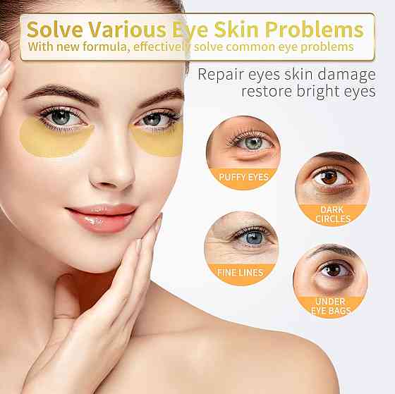 24K Gold Under Eye Patches - 60 Pack for Puffy Eyes, Dark Circles, Bags & Wrinkles with Collagen & H Richmond