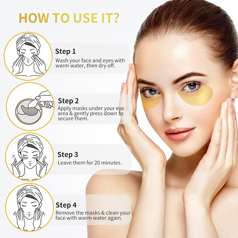 24K Gold Under Eye Patches - 60 Pack for Puffy Eyes, Dark Circles, Bags & Wrinkles with Collagen & H Richmond - photo 5