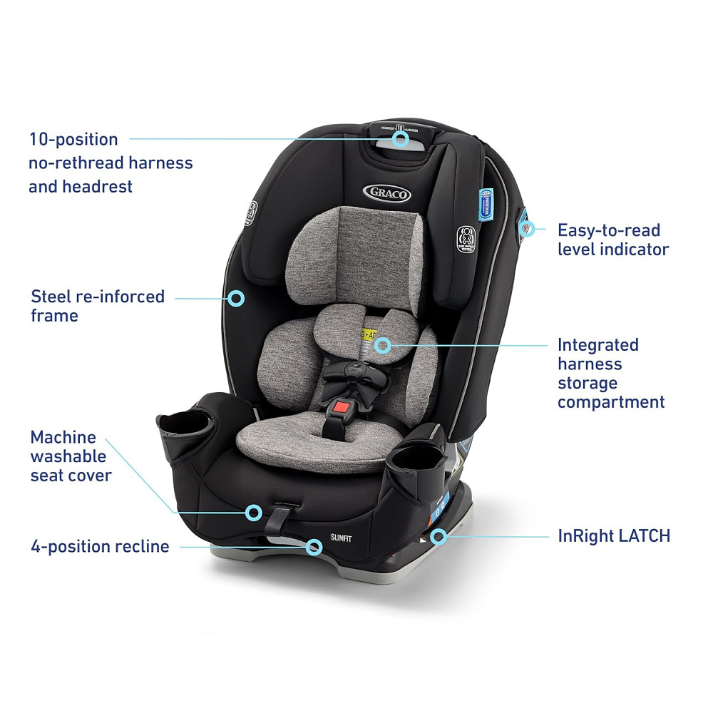 Graco Slimfit 3-in-1 Convertible Car Seat, Slim Car Seat with Space-Saving Design, Highback Booster  Richmond - photo 9