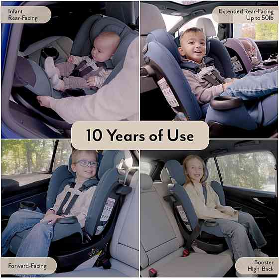 Evenflo Revolve360 Extend All-in-One Rotating Car Seat with Green & Gentle Fabric (Travertine) Richmond