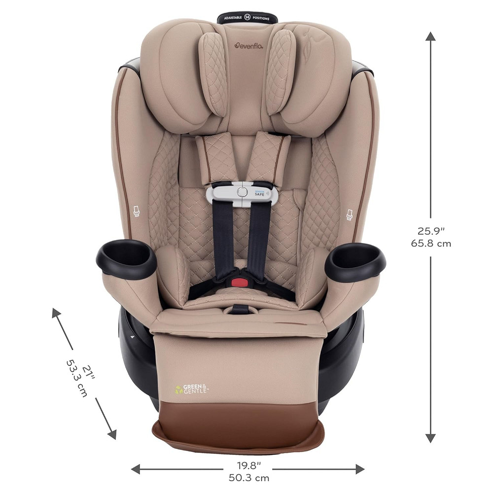 Evenflo Revolve360 Extend All-in-One Rotating Car Seat with Green & Gentle Fabric (Travertine) Richmond - photo 2